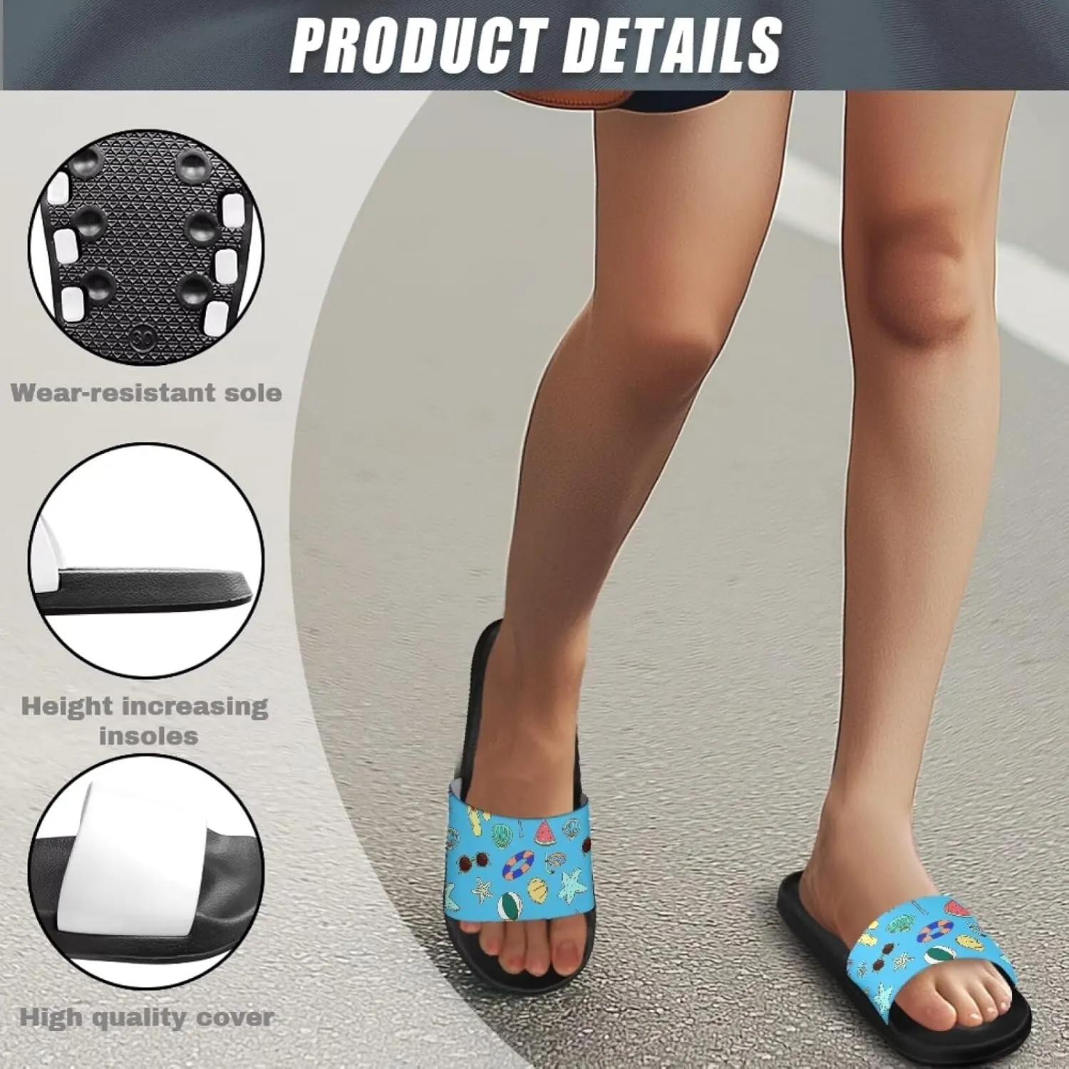 Coloranimal Slippers for Women Summer Sandals Slide Sandals with Non Slip Sole Summer Beach Shoes Shower Shoes Lightweight House Slippers