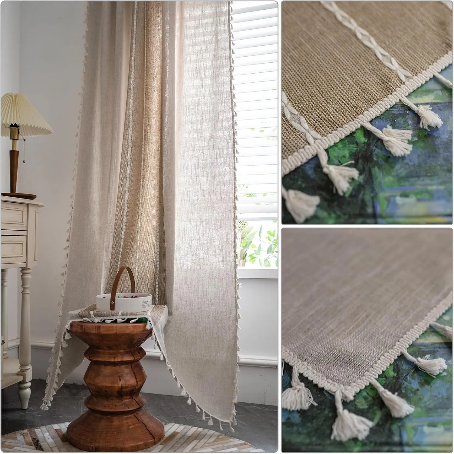 ColorBird Boho Curtains 2 Panels Striped 63 inch Bohemia Western Curtain for Living Room Bedroom
