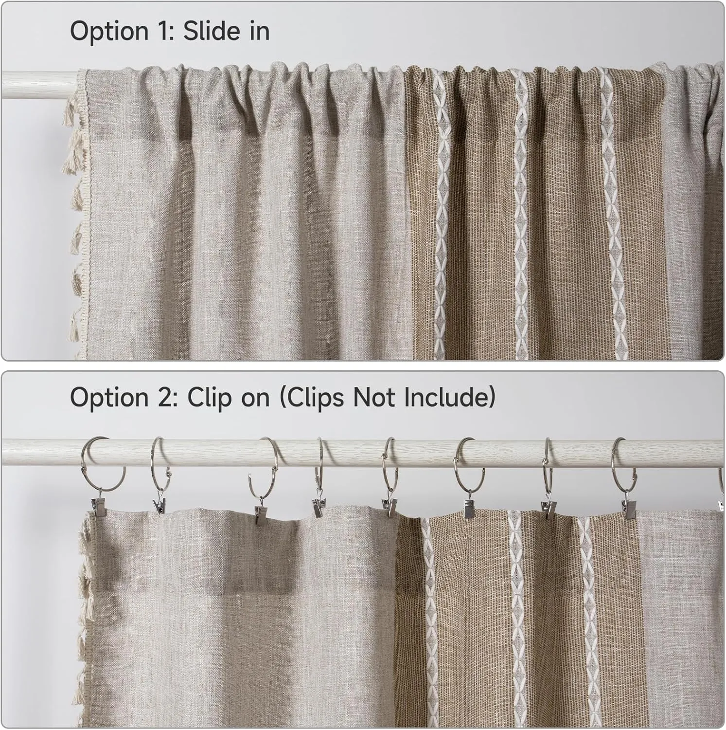 ColorBird Boho Curtains 2 Panels Striped 63 inch Bohemia Western Curtain for Living Room Bedroom