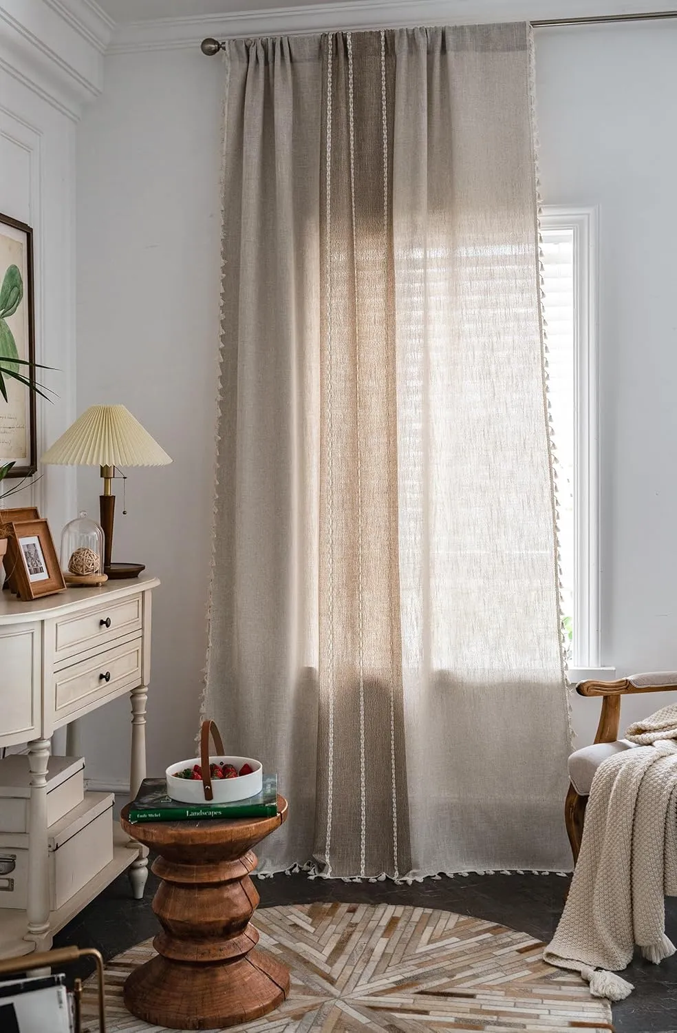 ColorBird Boho Curtains 2 Panels Striped 63 inch Bohemia Western Curtain for Living Room Bedroom