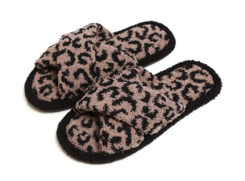 Comfy Luxe Animal Print Slide on Slippers