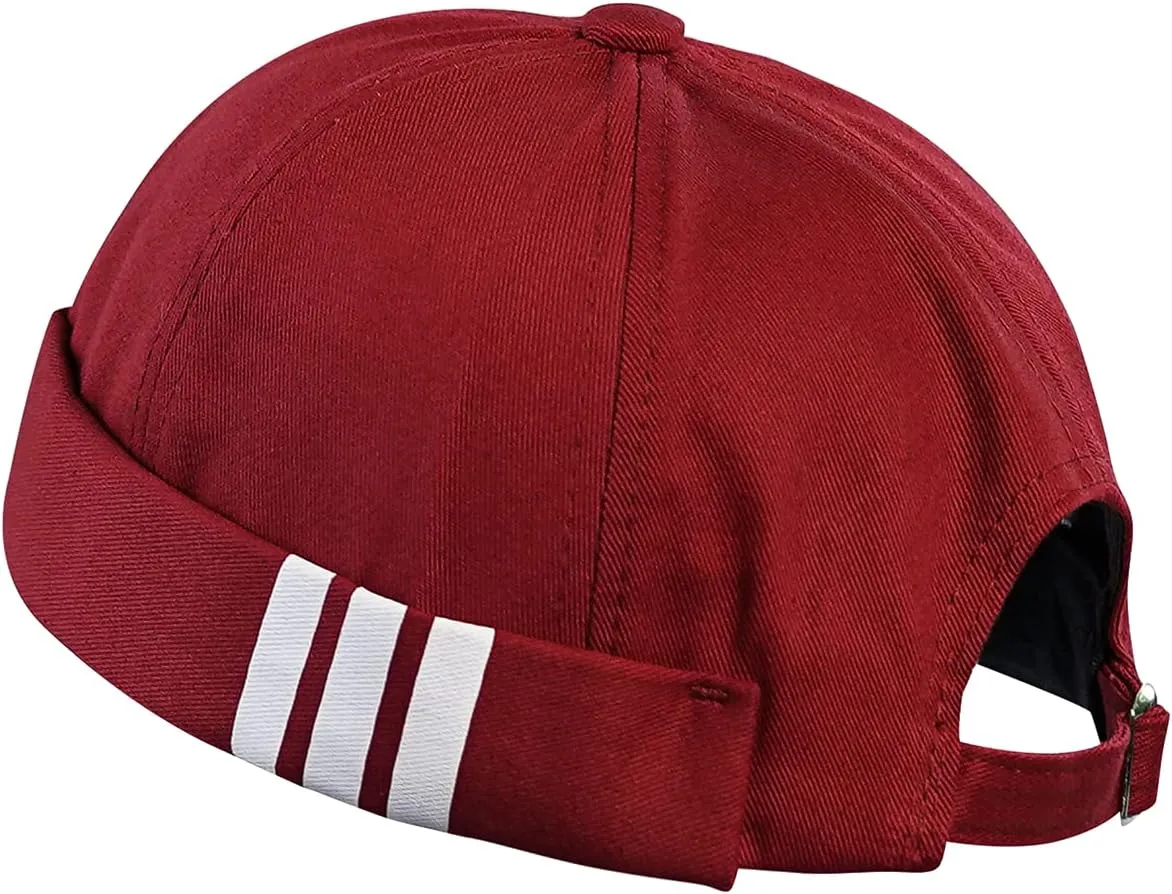 Croogo Mens Brimless Hat Rolled Cuff Harbour Hat Retro Strapback Docker Cap Casual Sailor Cap Unisex Docker Leon Beanie Hat