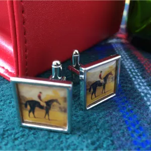 Cuff Links,  Vintage Racehorse Art, Racehorse Fan Gift