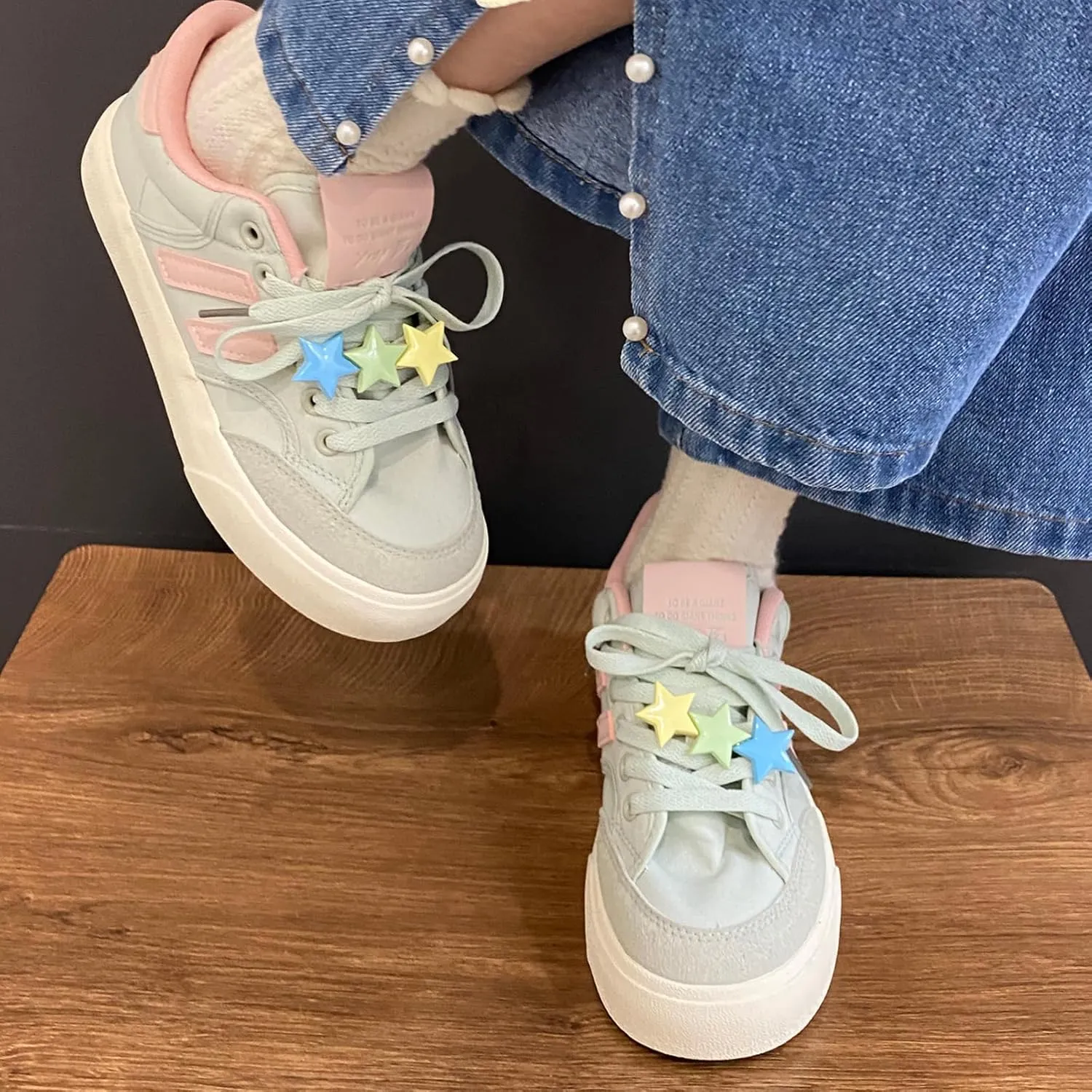 Cute Bowknot Star Cat Fish Chunky Platform Sneakers Women Y2K Aesthetic 1.2" Height Increase Casual Outfit Cute Walking Shoes