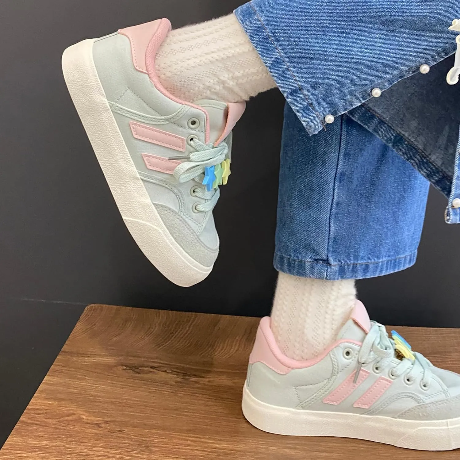 Cute Bowknot Star Cat Fish Chunky Platform Sneakers Women Y2K Aesthetic 1.2" Height Increase Casual Outfit Cute Walking Shoes
