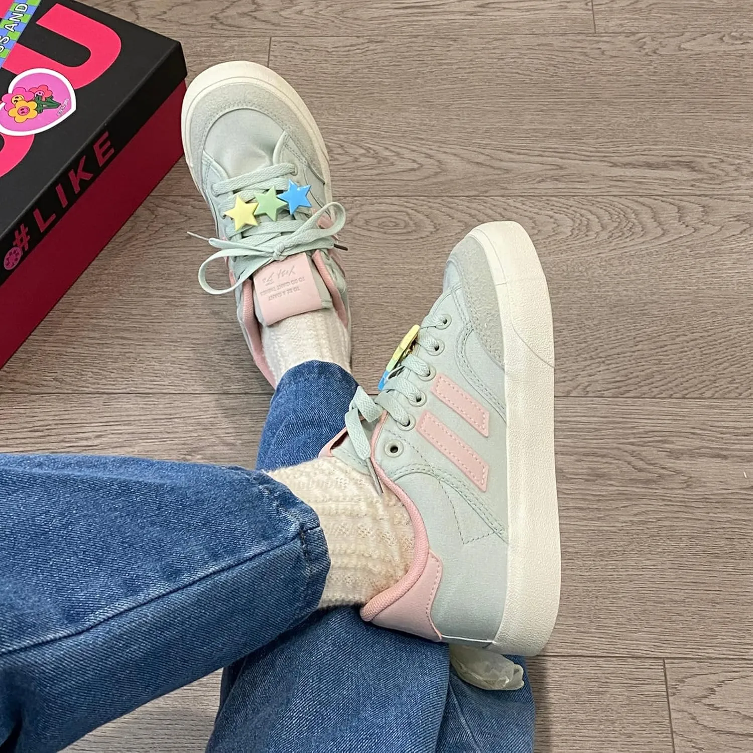 Cute Bowknot Star Cat Fish Chunky Platform Sneakers Women Y2K Aesthetic 1.2" Height Increase Casual Outfit Cute Walking Shoes