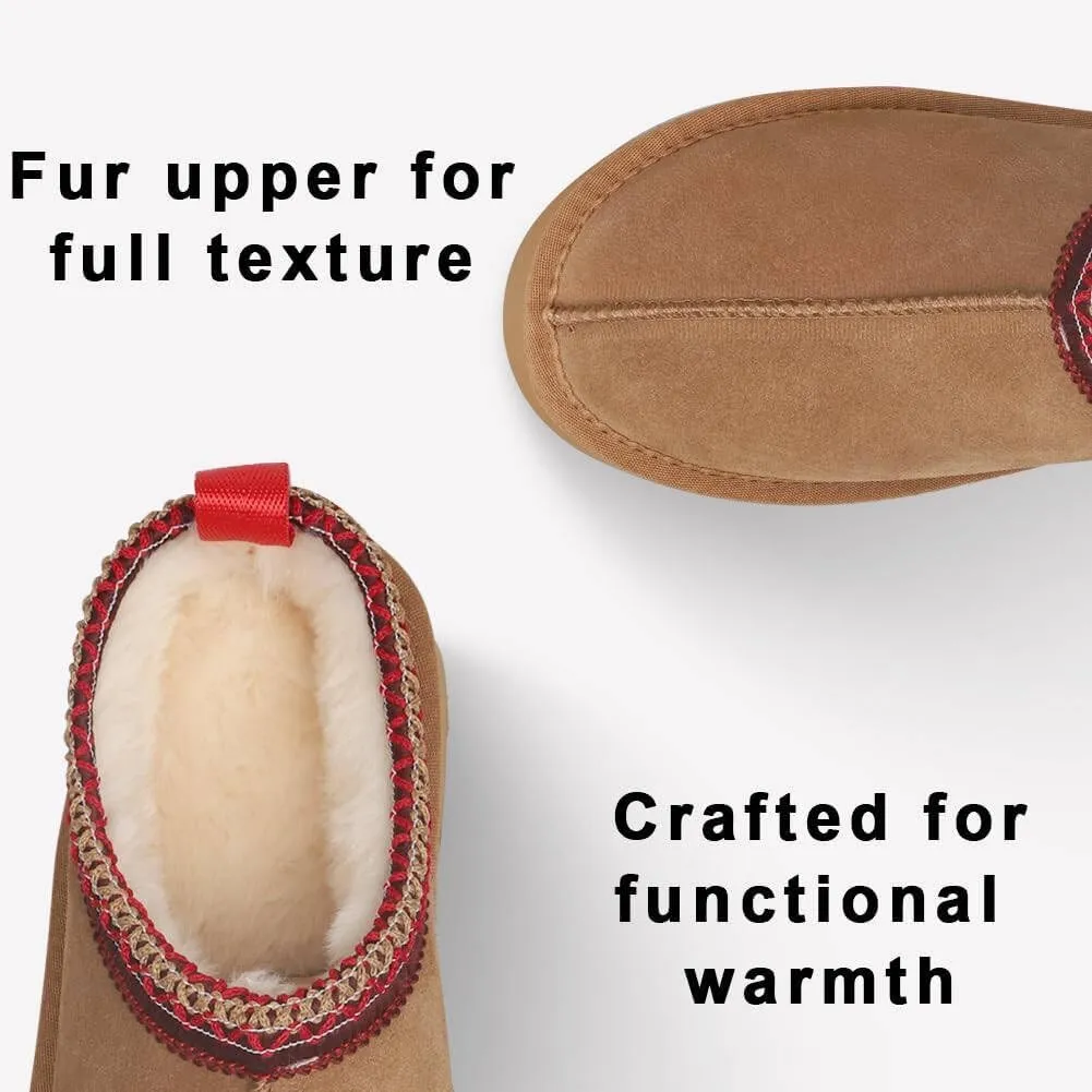 Cute Kids' Platform Slippers - Warm & Non-Slip Suede Clogs for Girls & Boys