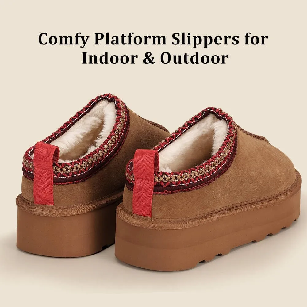 Cute Kids' Platform Slippers - Warm & Non-Slip Suede Clogs for Girls & Boys