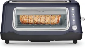 DASH Clear View Toaster: Extra Wide Slot Toaster with See Through Window - Defrost, Reheat   Auto Shut Off Feature for Bagels, Specialty Breads & other Baked Goods - Grey