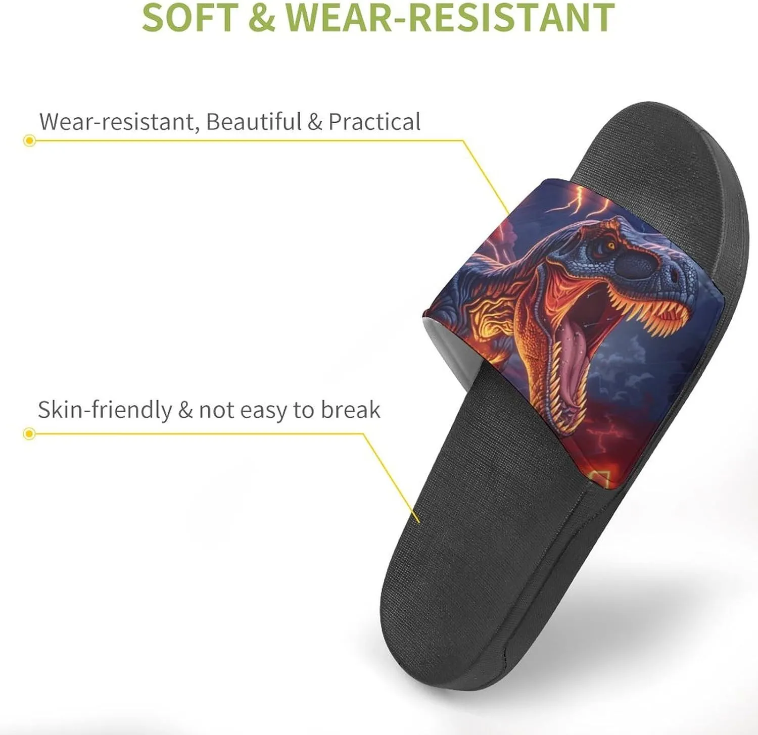 Dinosaur Thunder House Sandals Non Slip Slippers Quick Drying Bathroom Shower Shoes for Women Men