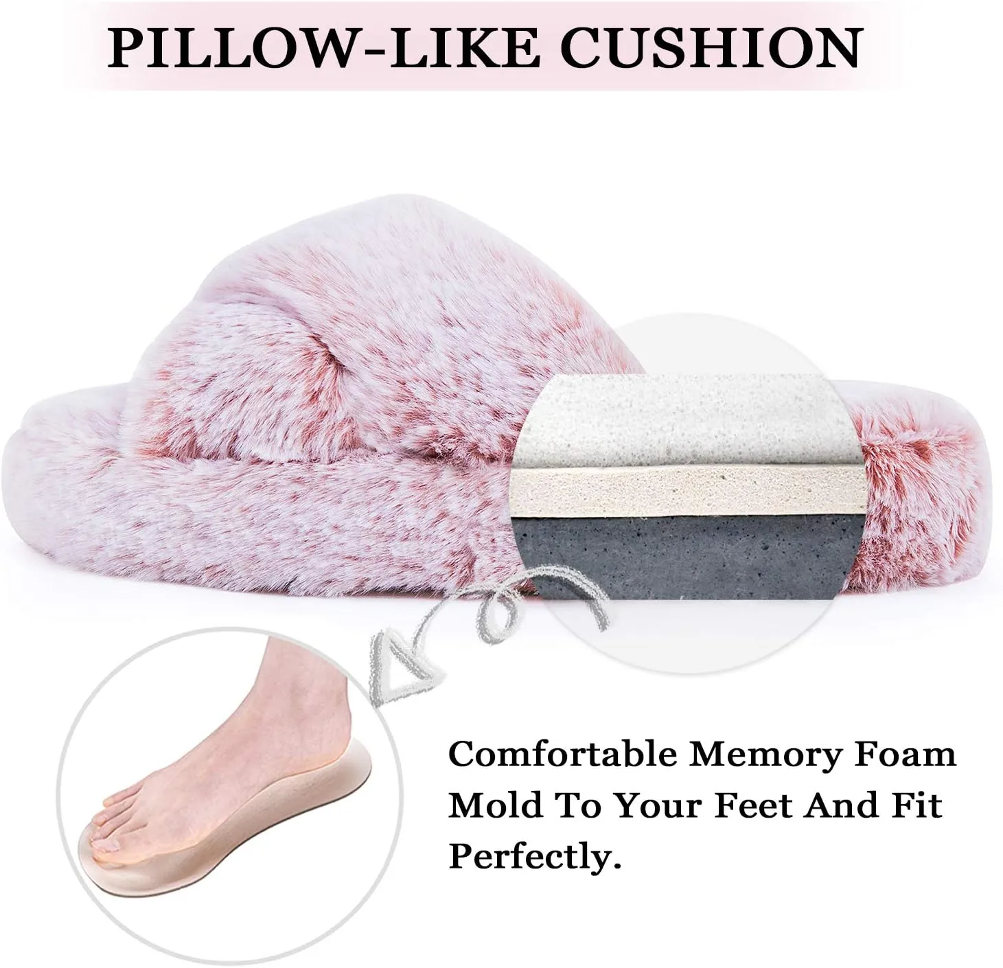 DL Fluffy Womens House Slippers Cross Band Open Toe, Soft Plush Fleece Bedroom Slippers Women Memory Foam, Comfy Fuzzy Slip On Non-Slip Womens Slippers Indoor Leopard Size