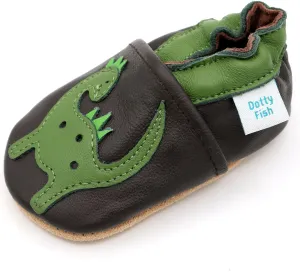 Dotty Fish Infant and Toddler Soft Leather Shoes – Barefoot-Friendly, Non-Slip Suede Sole, Podiatrist Recommended, Breathable Baby-Safe Leather, British Brand – Fits 0–5 Years