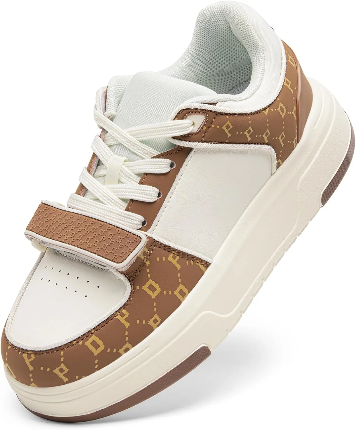 DREAM PAIRS Women Platform Chunky Sneakers Leather Oli Casual Fashion Sneaker