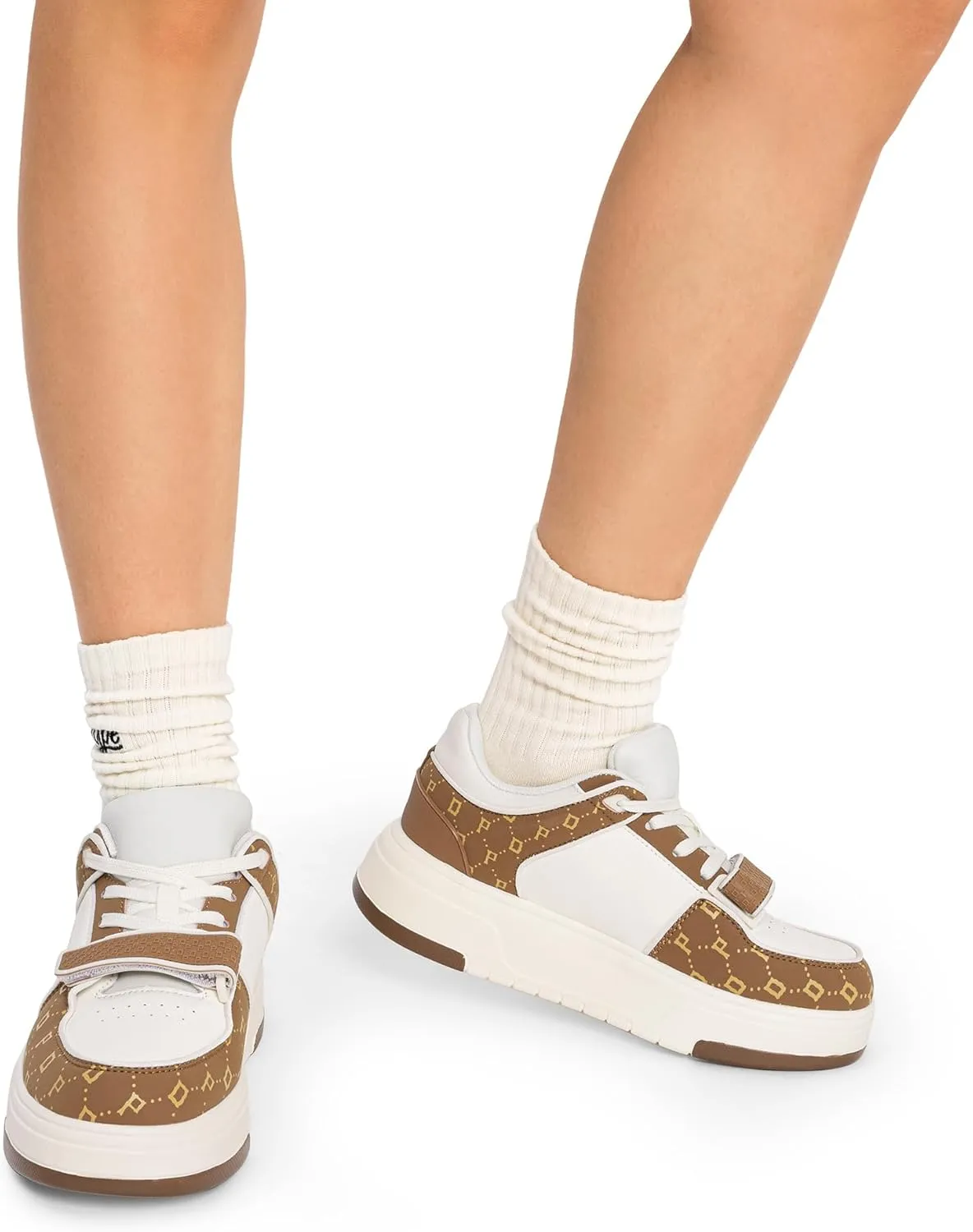 DREAM PAIRS Women Platform Chunky Sneakers Leather Oli Casual Fashion Sneaker