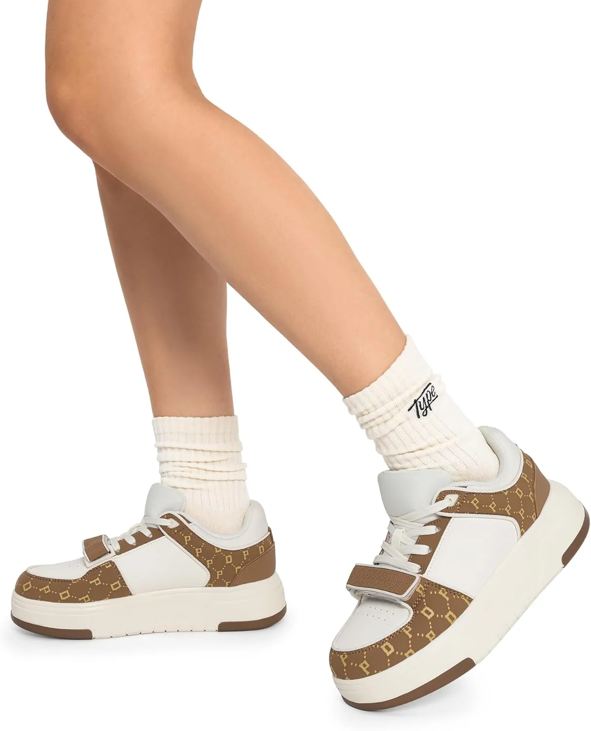 DREAM PAIRS Women Platform Chunky Sneakers Leather Oli Casual Fashion Sneaker