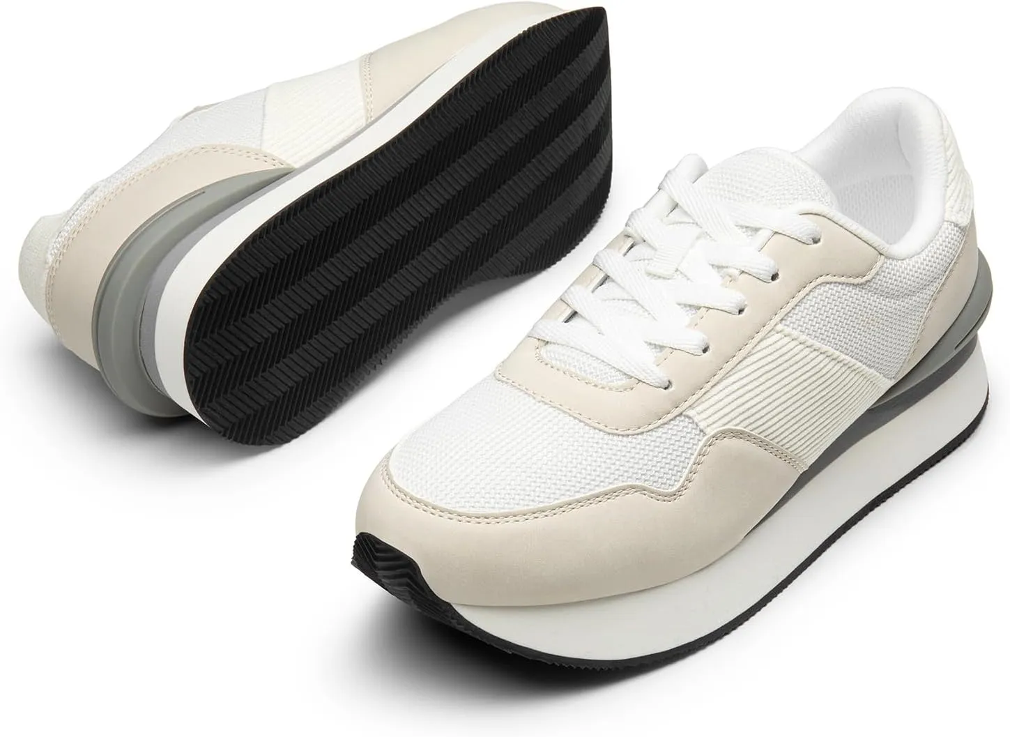 DREAM PAIRS Women Sneakers Tennis Ray Walking Platform Chunky Comfortable Lightweight Lace Up Casual Fashion Sneaker