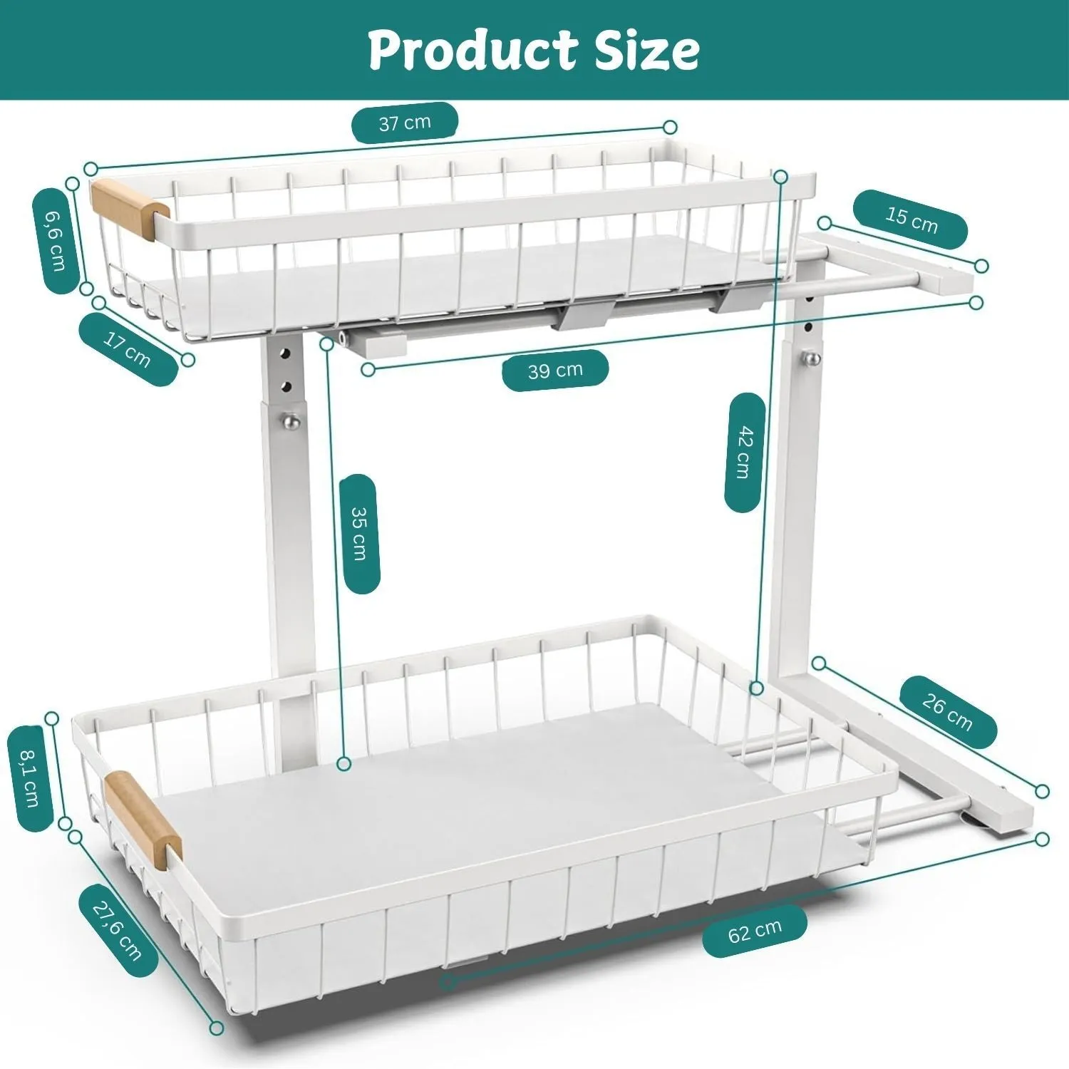 Durable 2-Tier Under Sink Organizer - Adjustable & Space-Saving
