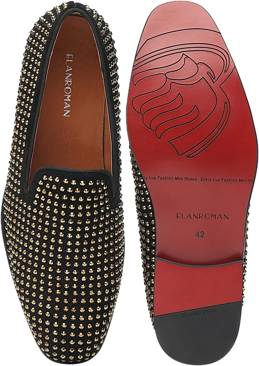 ELANROMAN Men's Patent Leather Loafers Wedding Party Prom Shoes