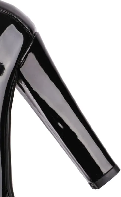 Elbslutt Womens Platform Heels Loafers Chunky Patent Leather High Heel Closed Square Toe Slip On Pumps Oxford Penny Loafers Shoes Buckle Dressy Fashionable Business Casual Shoes