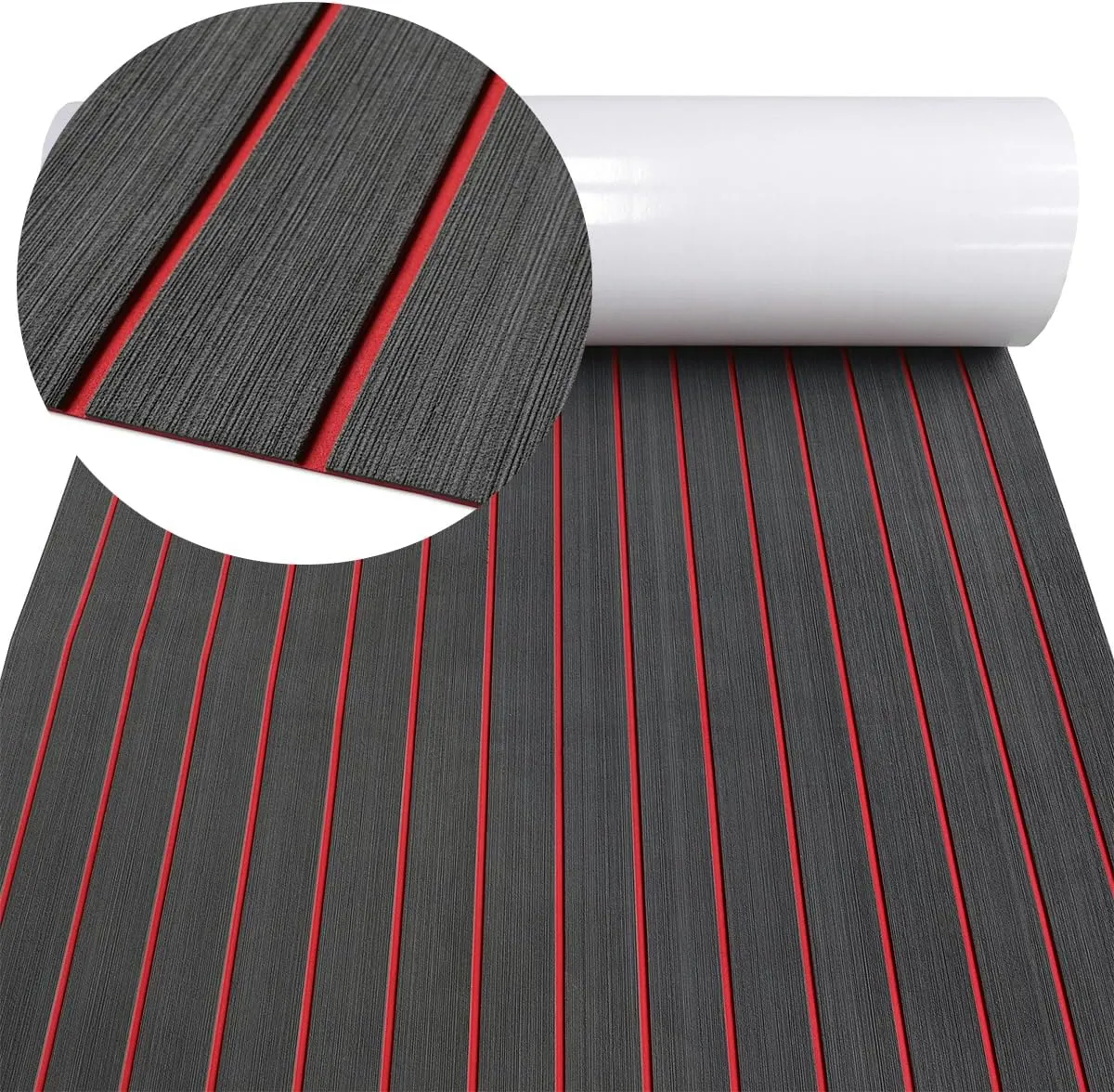 EVA Foam Decking 94x45/35/16 Faux Teak Marine Carpet Non-Slip Self-Adhesive Foam Deck Mat Rolls Sheet for MotorBoats, Pontoon, Yacht, Jon Boat Floor