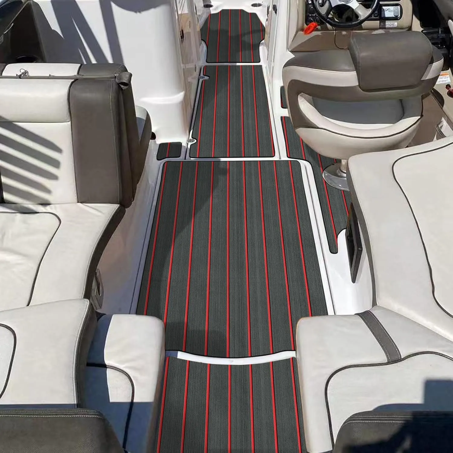 EVA Foam Decking 94x45/35/16 Faux Teak Marine Carpet Non-Slip Self-Adhesive Foam Deck Mat Rolls Sheet for MotorBoats, Pontoon, Yacht, Jon Boat Floor