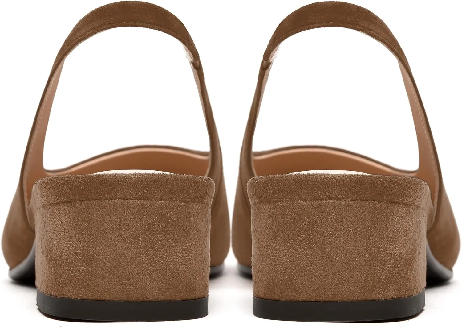 FEMSTEP Womens Dating Sexy Suede Leather Square Toe Slip On Slingback Chunky Low Heel Pumps Shoes 1.5 Inch
