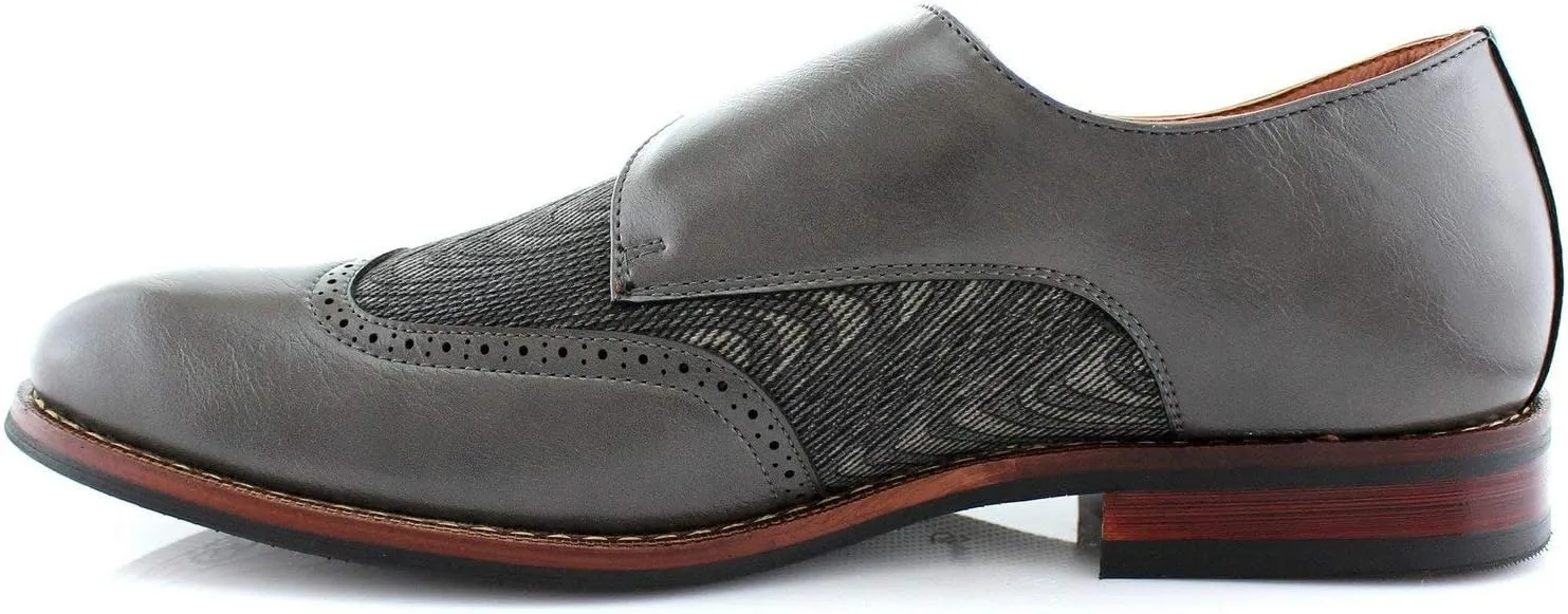 Ferro Aldo Alan M139001G Mens Classic Perforated Duo-Texture Lace-up Wingtip Oxford Dress Shoes