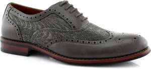 Ferro Aldo Alan M139001G Mens Classic Perforated Duo-Texture Lace-up Wingtip Oxford Dress Shoes