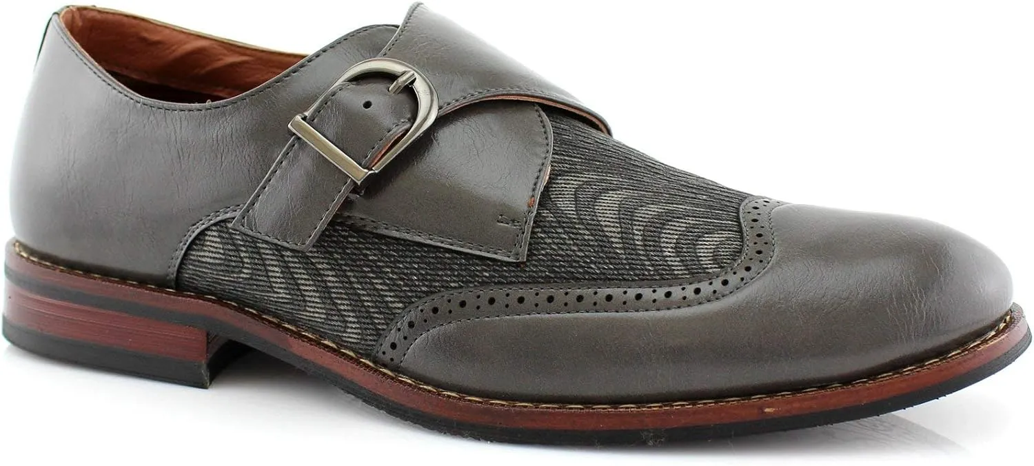 Ferro Aldo Alan M139001G Mens Classic Perforated Duo-Texture Lace-up Wingtip Oxford Dress Shoes
