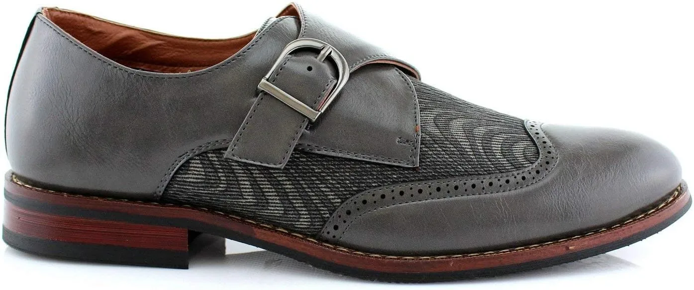 Ferro Aldo Alan M139001G Mens Classic Perforated Duo-Texture Lace-up Wingtip Oxford Dress Shoes