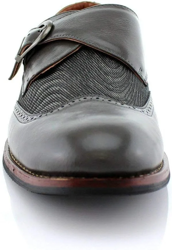 Ferro Aldo Alan M139001G Mens Classic Perforated Duo-Texture Lace-up Wingtip Oxford Dress Shoes