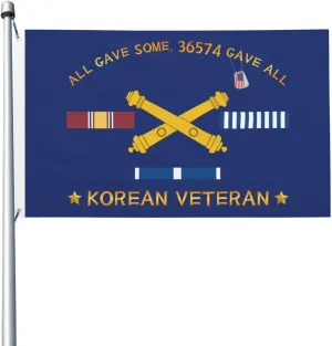Field Artillery Korean Veteran 3x5 FT Flag - Vivid Printing, Indoor Outdoor Banner with Brass Grommets