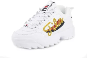 Fila Women's Disruptor II Signature Sneakers White/Navy/Red 10