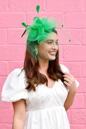 Flower & Polka Dot Mesh Veil Fascinator