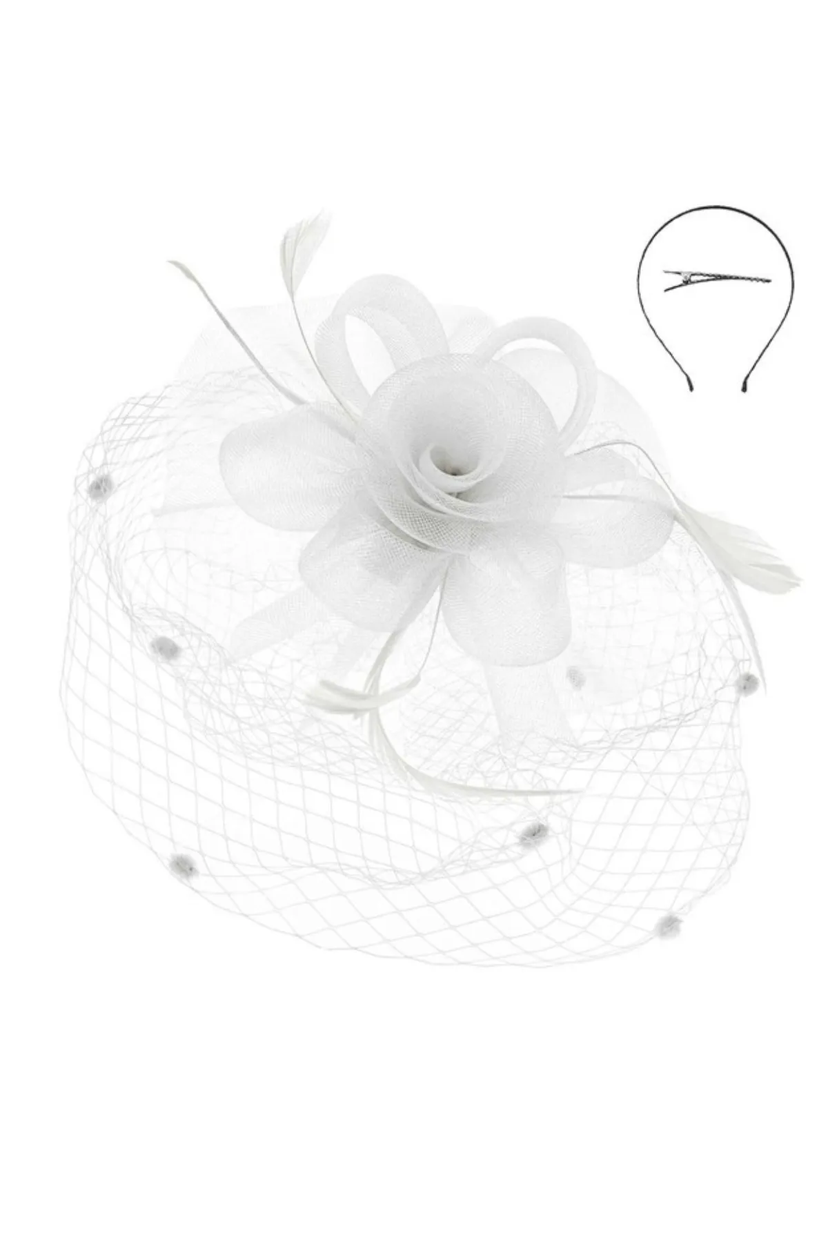 Flower & Polka Dot Mesh Veil Fascinator