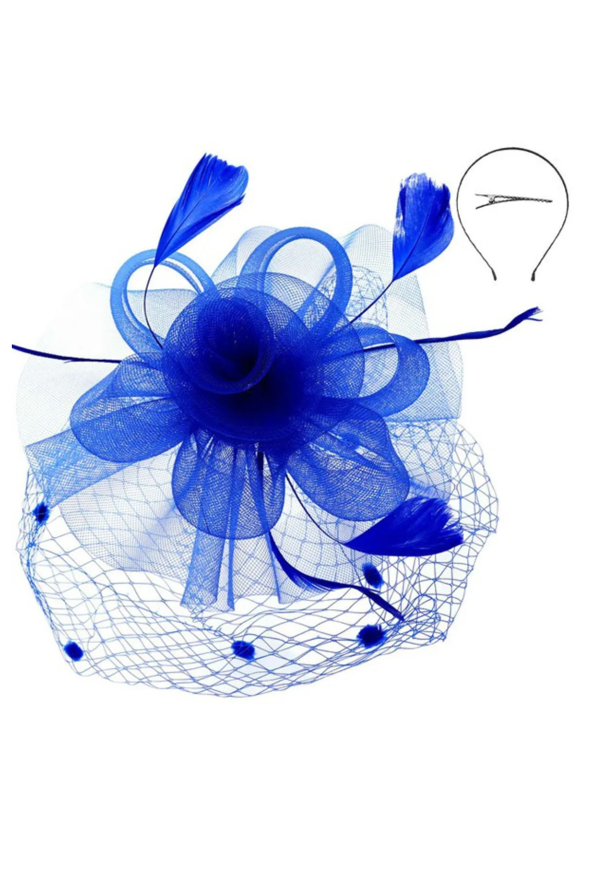 Flower & Polka Dot Mesh Veil Fascinator