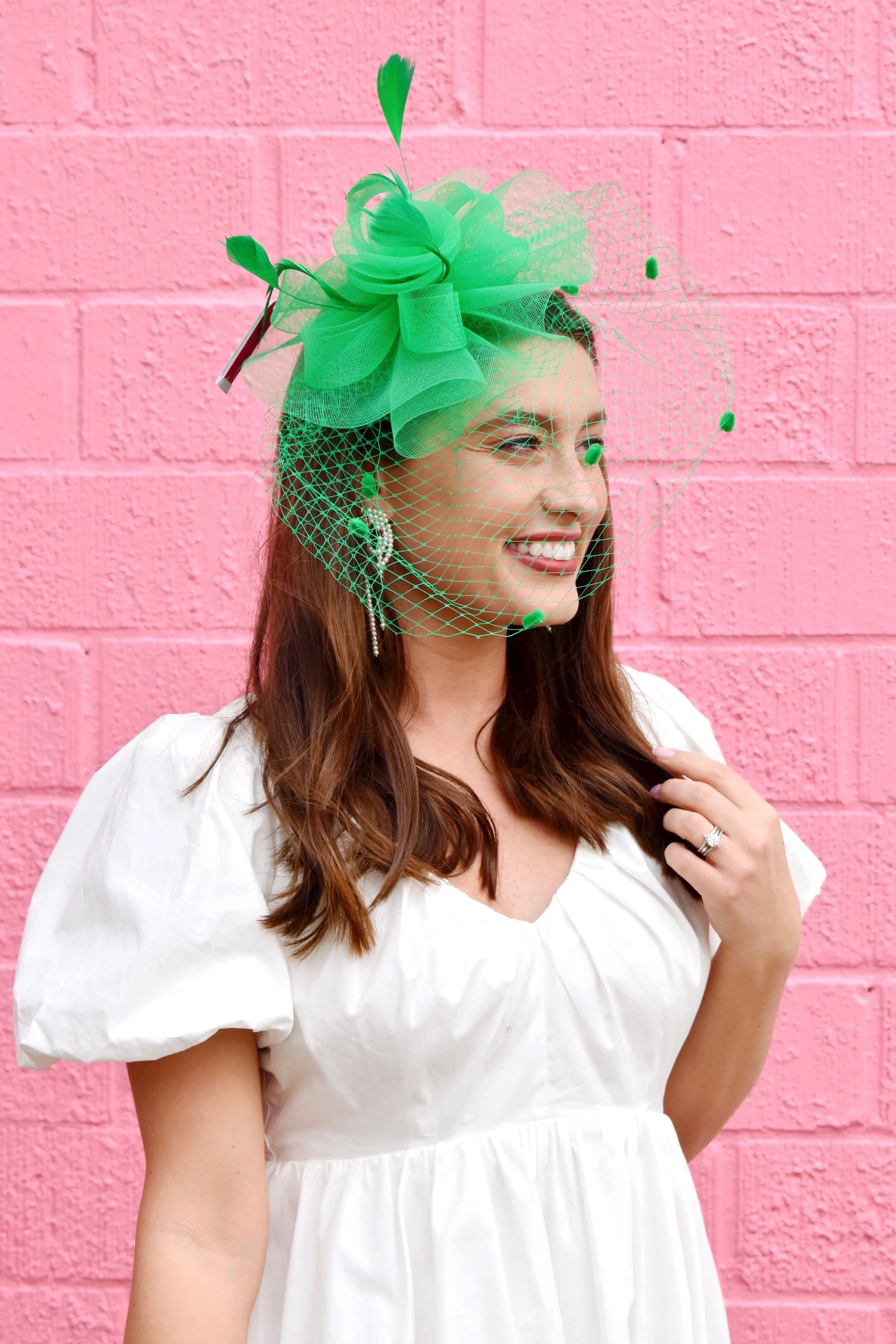 Flower & Polka Dot Mesh Veil Fascinator