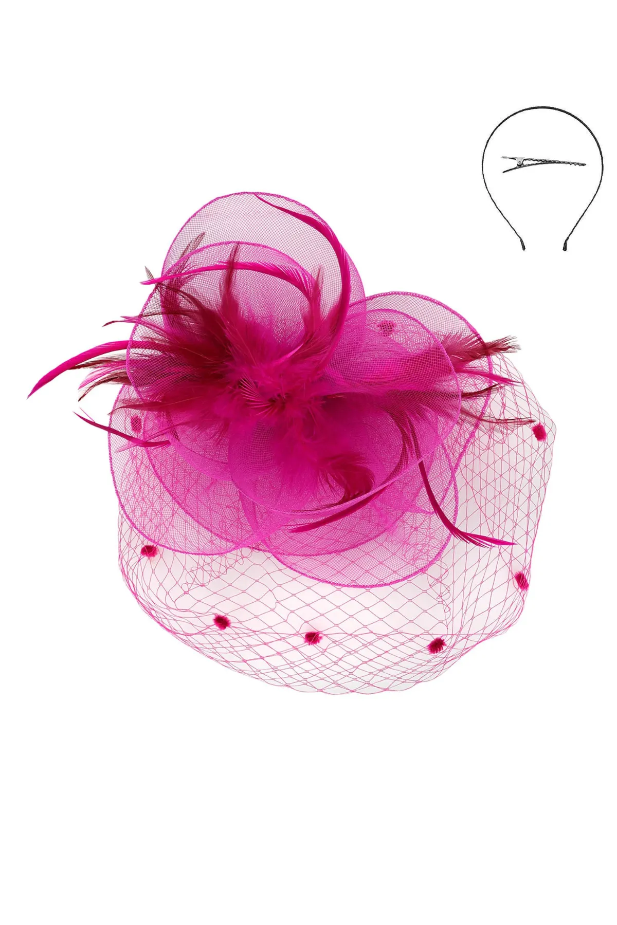 Flower Feathered Veil Fascinator