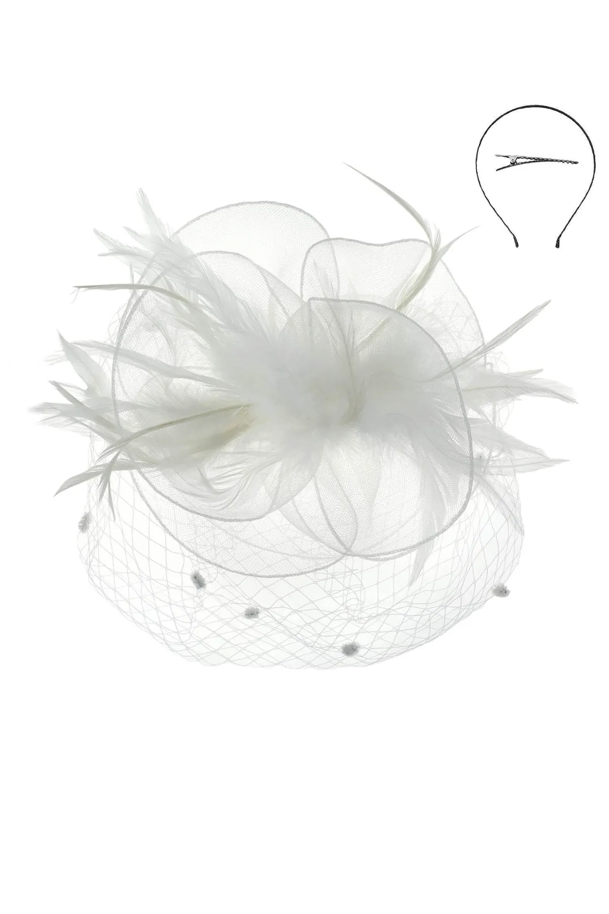 Flower Feathered Veil Fascinator