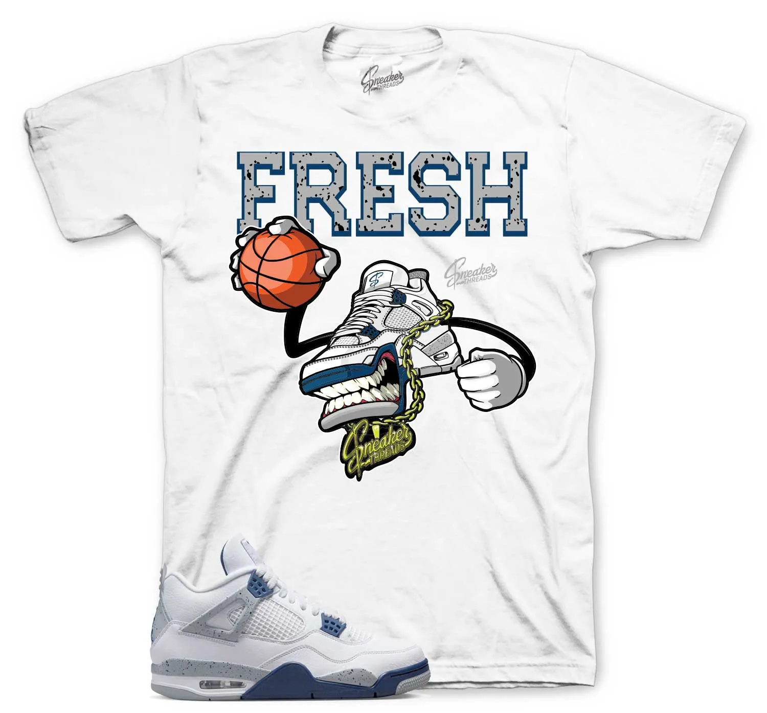 Fly Kicks T-Shirt - Retro 4 Midnight Navy