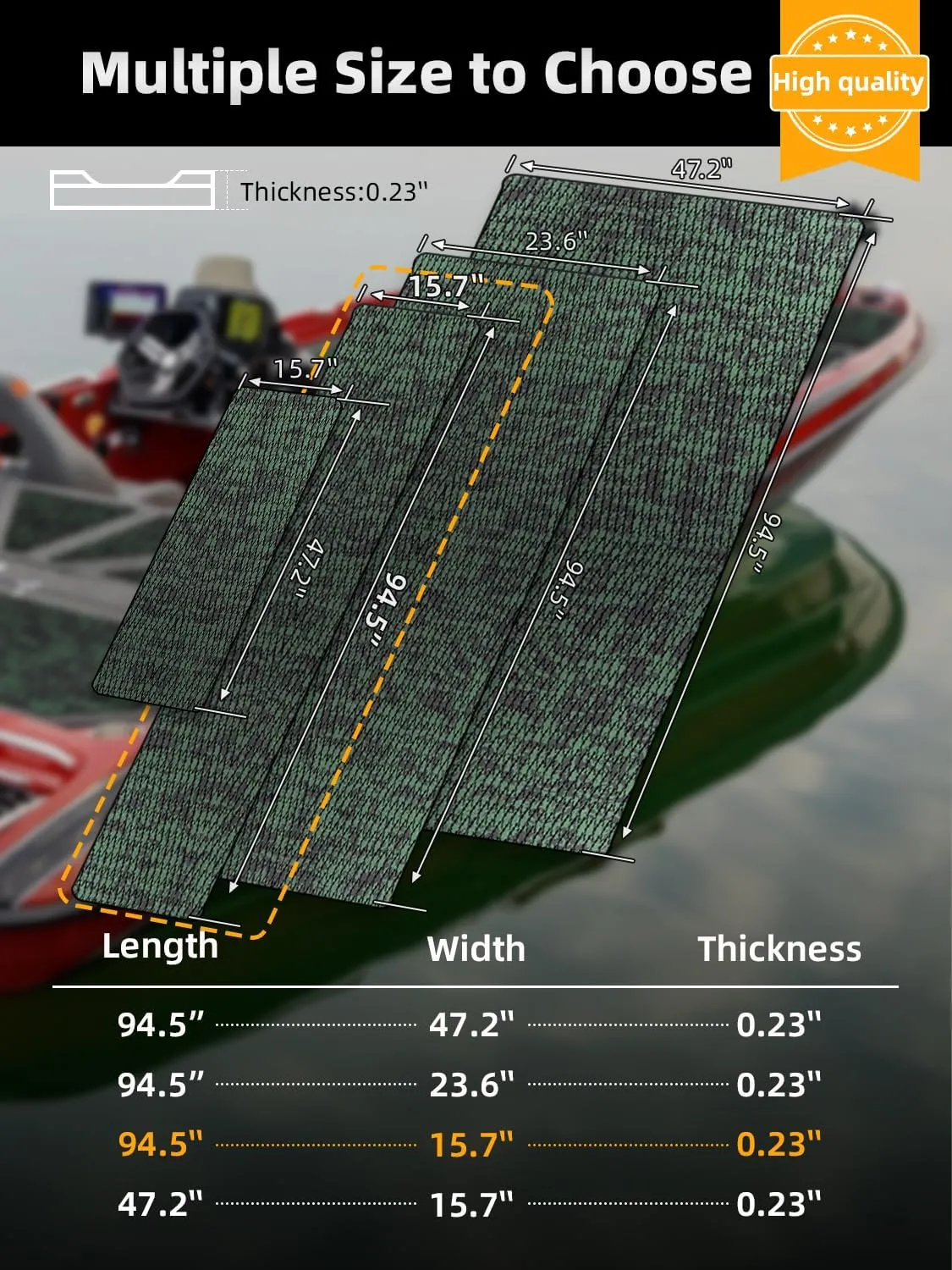 FOCEAN Boat Flooring EVA Foam Boat Decking Camo Marine Flooring Self-Adhesive Marine Mat for Motorboat RV Yacht Kayak 94.5" x 47.2"/23.6"/15.7"