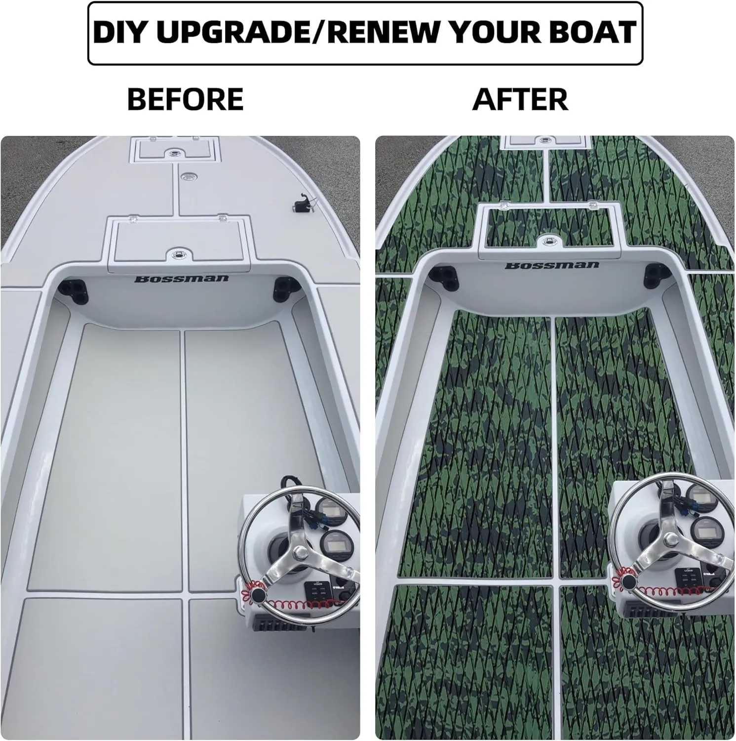 FOCEAN Boat Flooring EVA Foam Boat Decking Camo Marine Flooring Self-Adhesive Marine Mat for Motorboat RV Yacht Kayak 94.5" x 47.2"/23.6"/15.7"