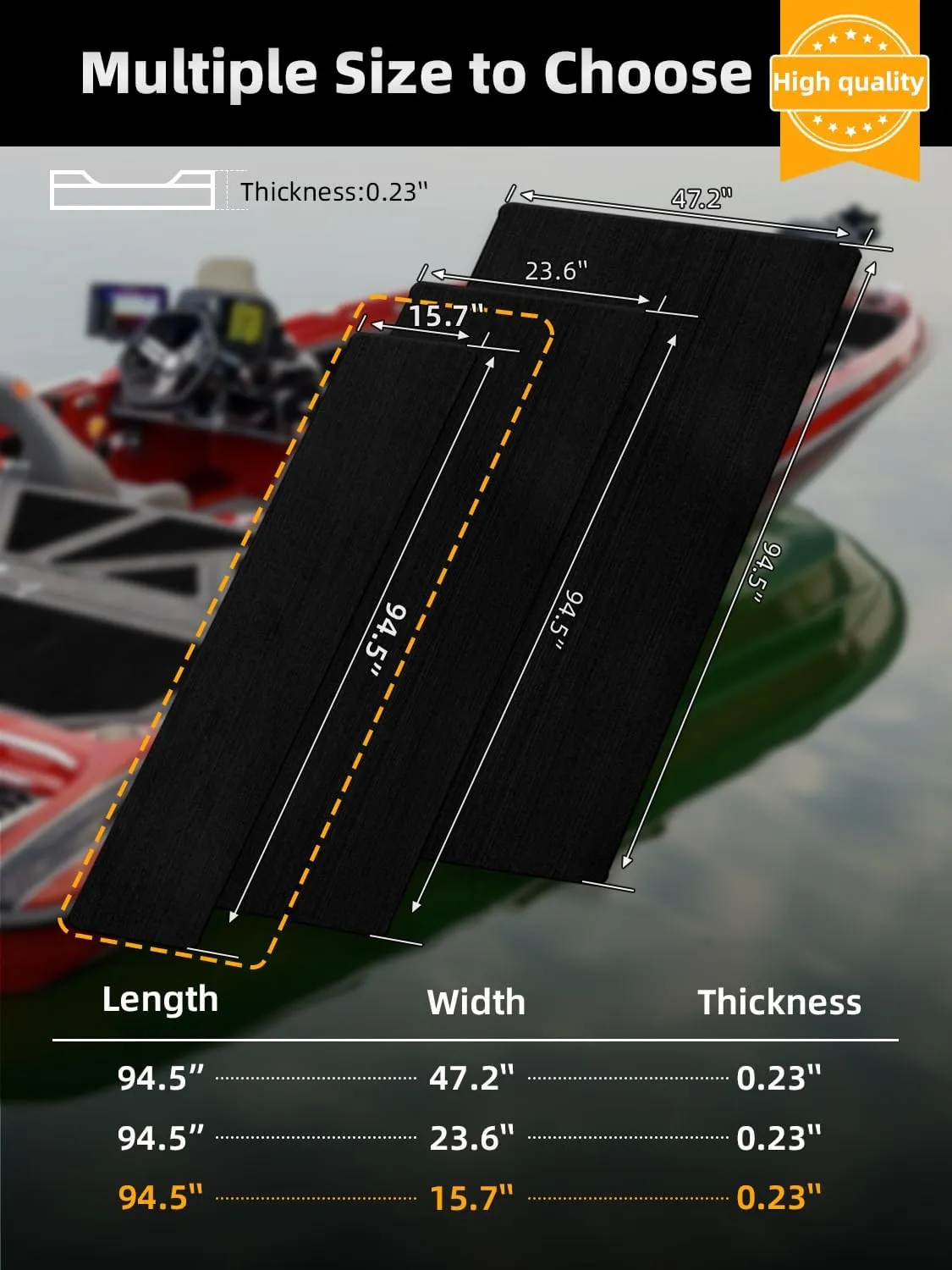 FOCEAN Boat Flooring EVA Foam Boat Decking Marine Flooring Brushed Texture Marine Mats for Boats Yacht Kayak RV 94.5" x47.2"/ 23.6"/15.7"
