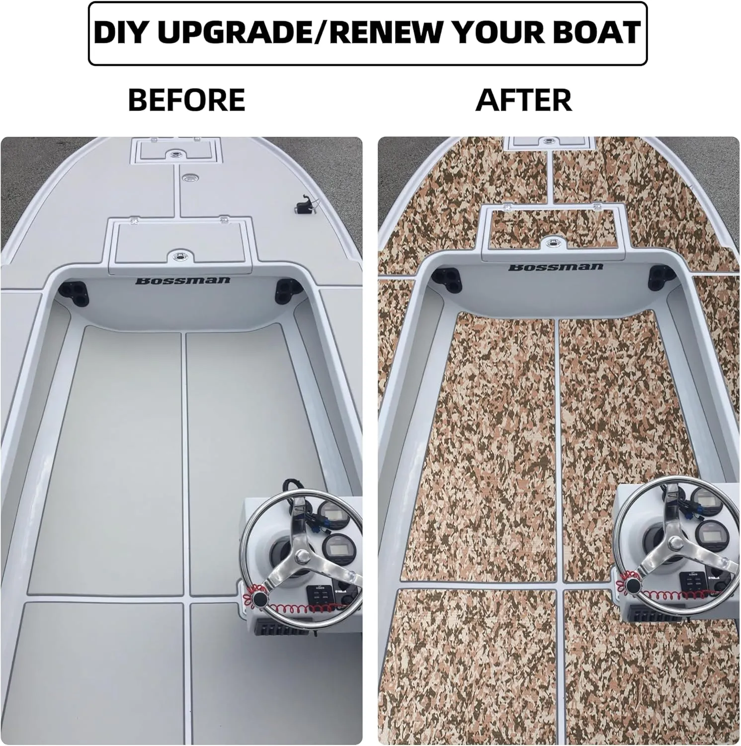 FOCEAN Boat Flooring EVA Foam Boat Decking Marine Flooring Brushed Texture Marine Mats for Boats Yacht Kayak RV 94.5" x47.2"/ 23.6"/15.7"