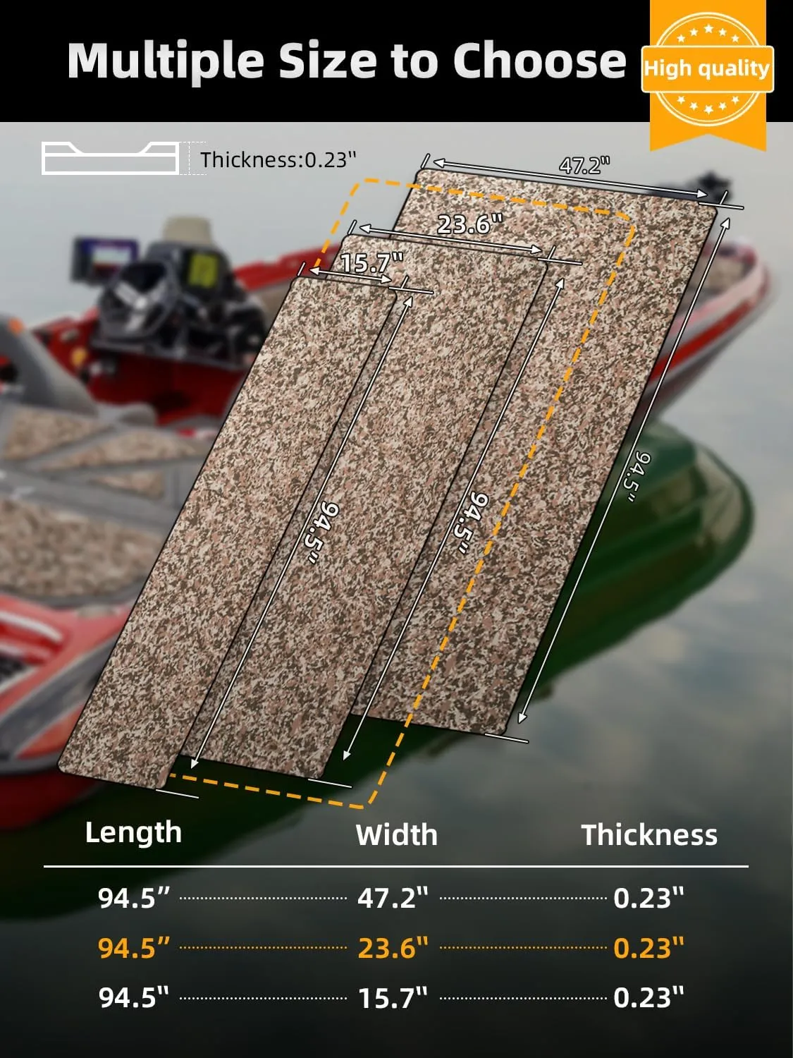 FOCEAN Boat Flooring EVA Foam Boat Decking Marine Flooring Brushed Texture Marine Mats for Boats Yacht Kayak RV 94.5" x47.2"/ 23.6"/15.7"