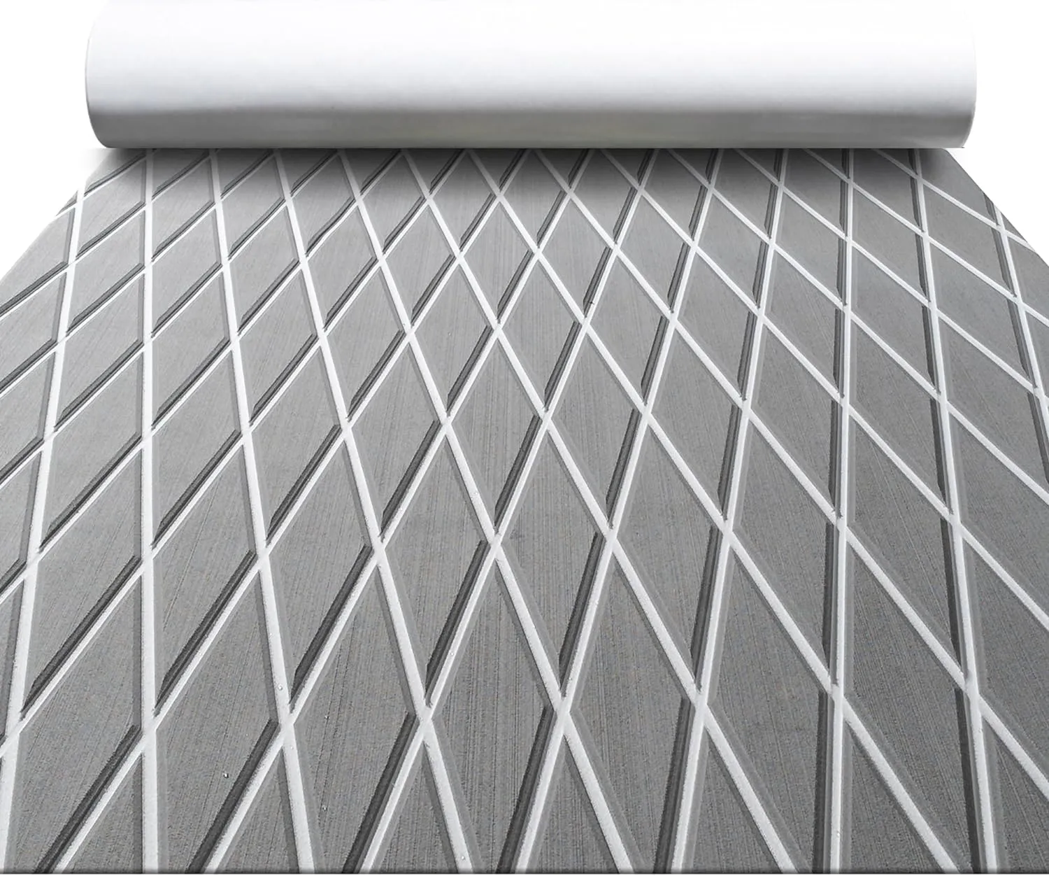 FOCEAN Boat Flooring EVA Foam Boat Decking Marine Mat Non-Slip Self-Adhesive Flooring Sheet for Motorboat Kayak Surfboard Garden Floor Swimming Pools, 94.5''x 15.7'', Grey with White Lines