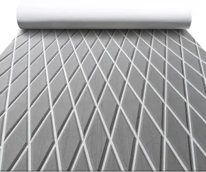 FOCEAN Boat Flooring EVA Foam Boat Decking Marine Mat Non-Slip Self-Adhesive Flooring Sheet for Motorboat Kayak Surfboard Garden Floor Swimming Pools, 94.5''x 15.7'', Grey with White Lines