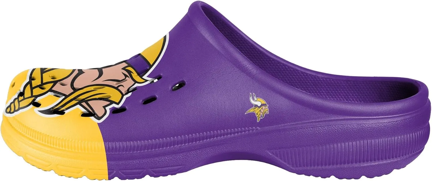 FOCO NFL Mens Big Splash Team Logo Solid Clogs Comfortable Water Slip on Shoes