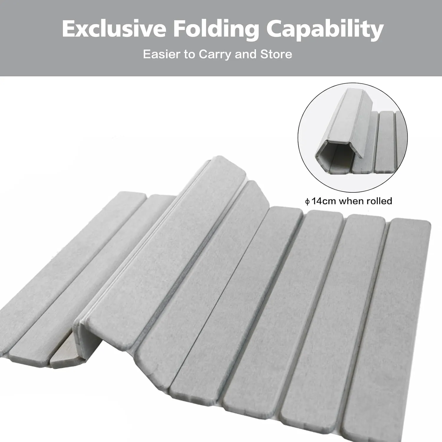 Foldable Stone Bath Mat, Diatomaceous Earth Bath Mat, Non-Slip Super Absorbent Quick Drying Bath Stone Mat, Luxury Bath mat for Bathroom Kitchen Bathtub, 23.4 * 15.4" Gray
