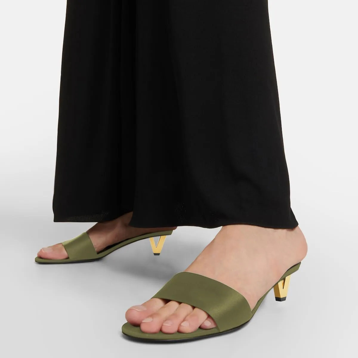 FOWT Women One Strap Open Round Toe Satin Mules Special Low Heel Slip on Sandals Comfortable Fashion Dress Slide Shoes Size 4-16 US